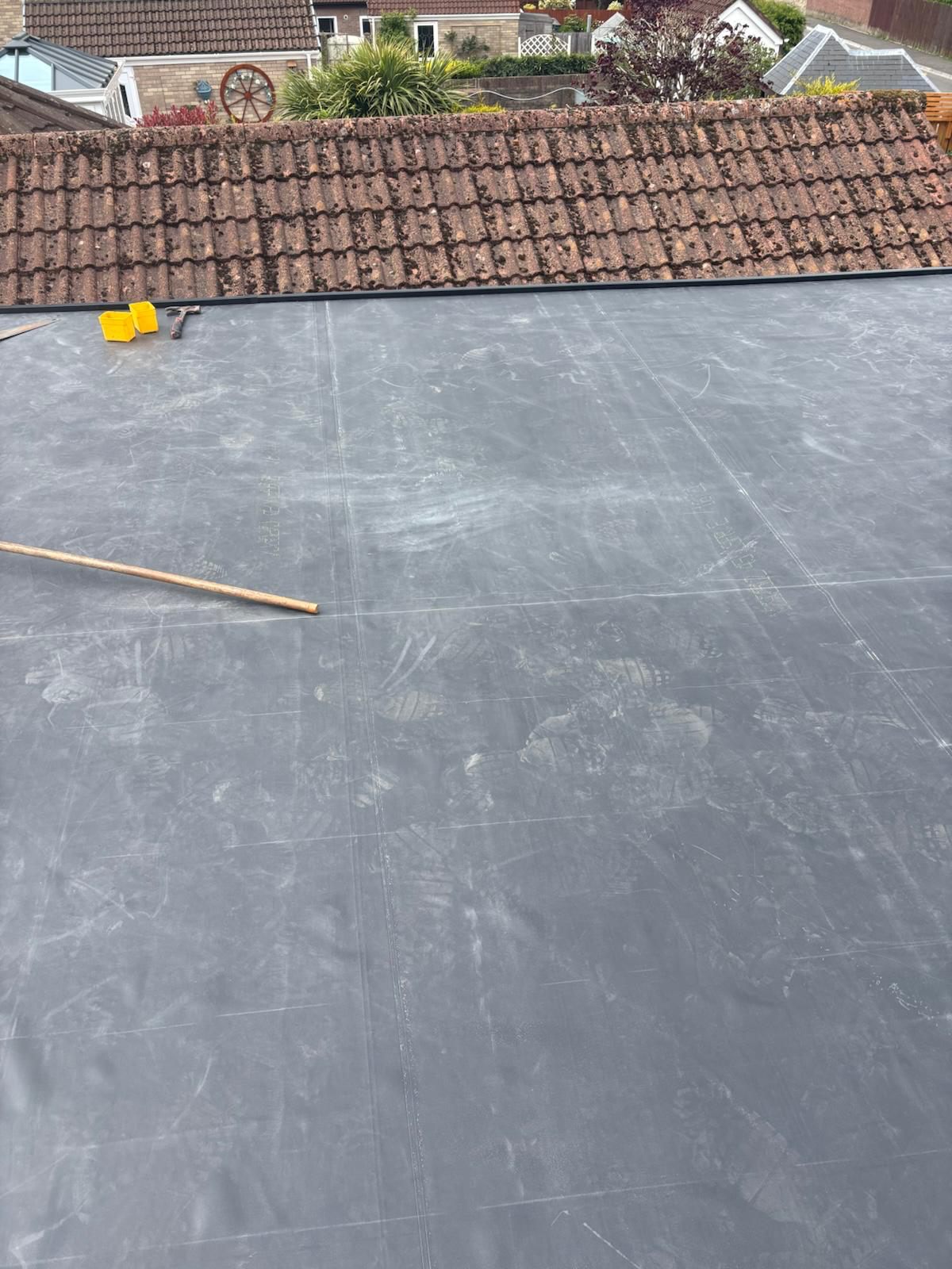 New EPDM rubber flat roof in Quakers Yard